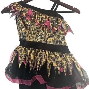 Weissman Leopard Print Kids Dance Costume with Pink Highlights